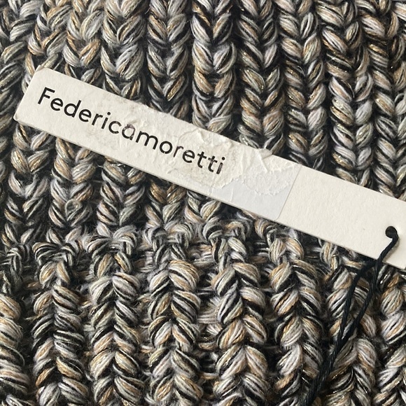 Federica Moretti Knit Hat with Bow NWT in Marled Wool Knit with Metallic Threads - Picture 7 of 8